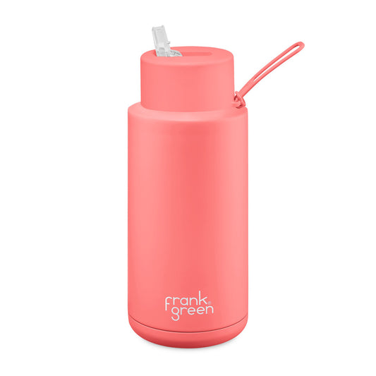 Sweet Peach - Ceramic Reusable Bottle (straw) - 34oz/ 1000ml