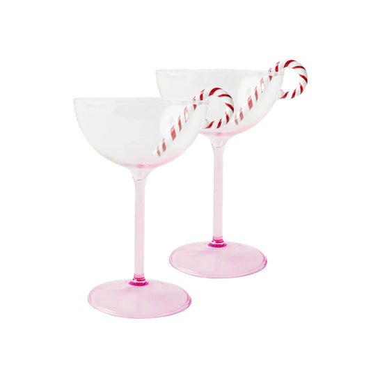 Candy Cane Coupe Glass - Set of 2