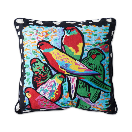 Kip&Co x Jenny Kee Parrots & Cockatoos Embroidered Cushion