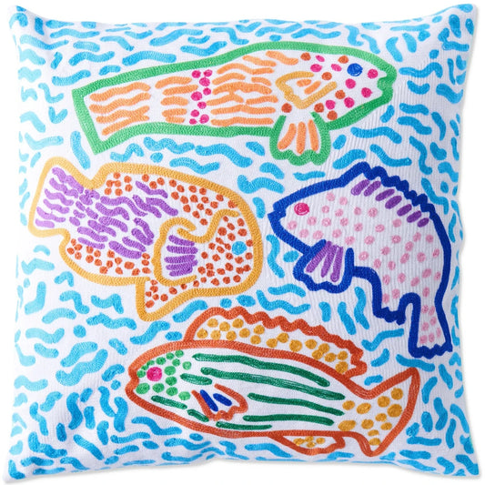 Kip&Co x Ken Done Rainbow Fish Embroidered Cushion