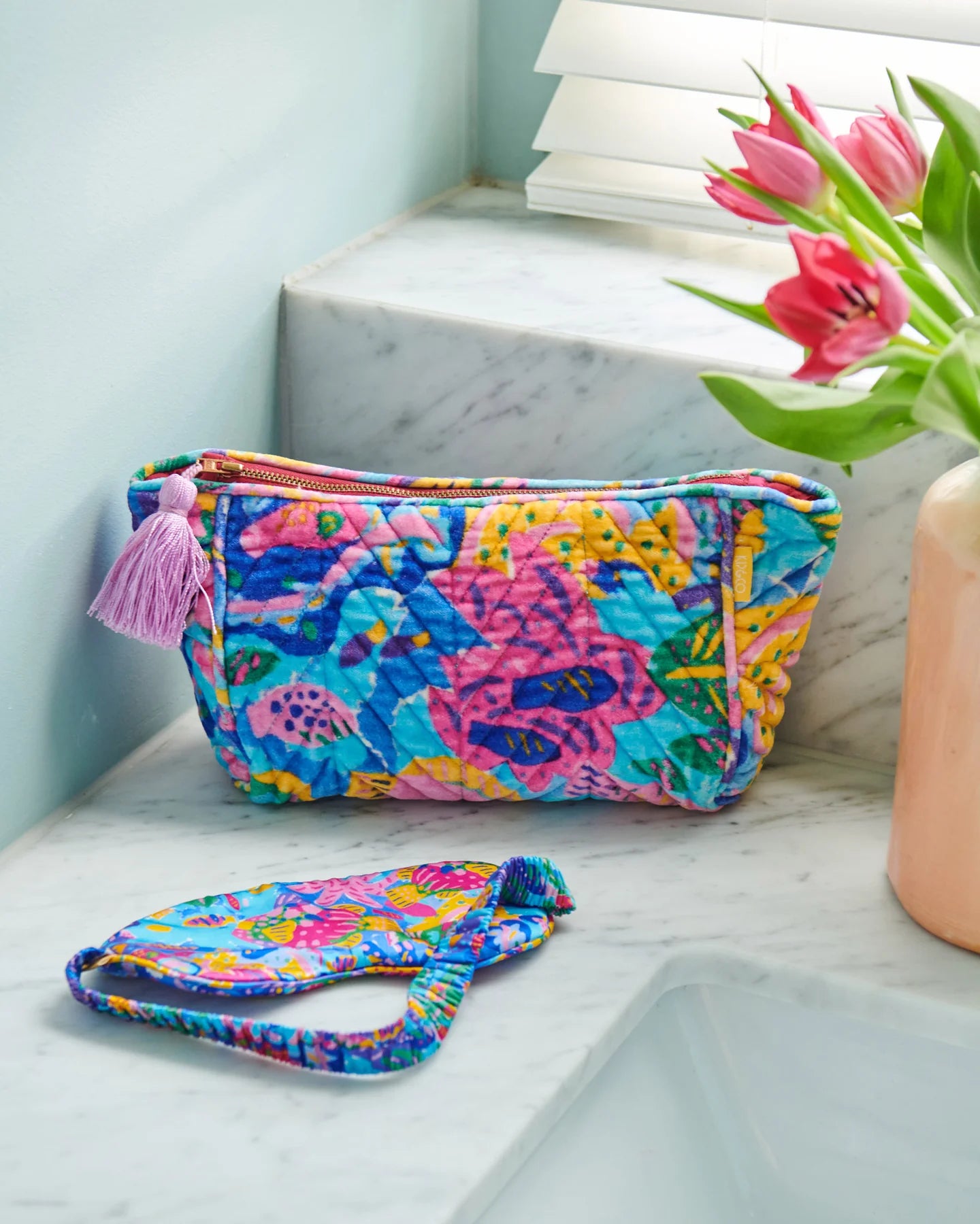 Kip&Co x Ken Done Reef Garden Velvet Toiletry Bag