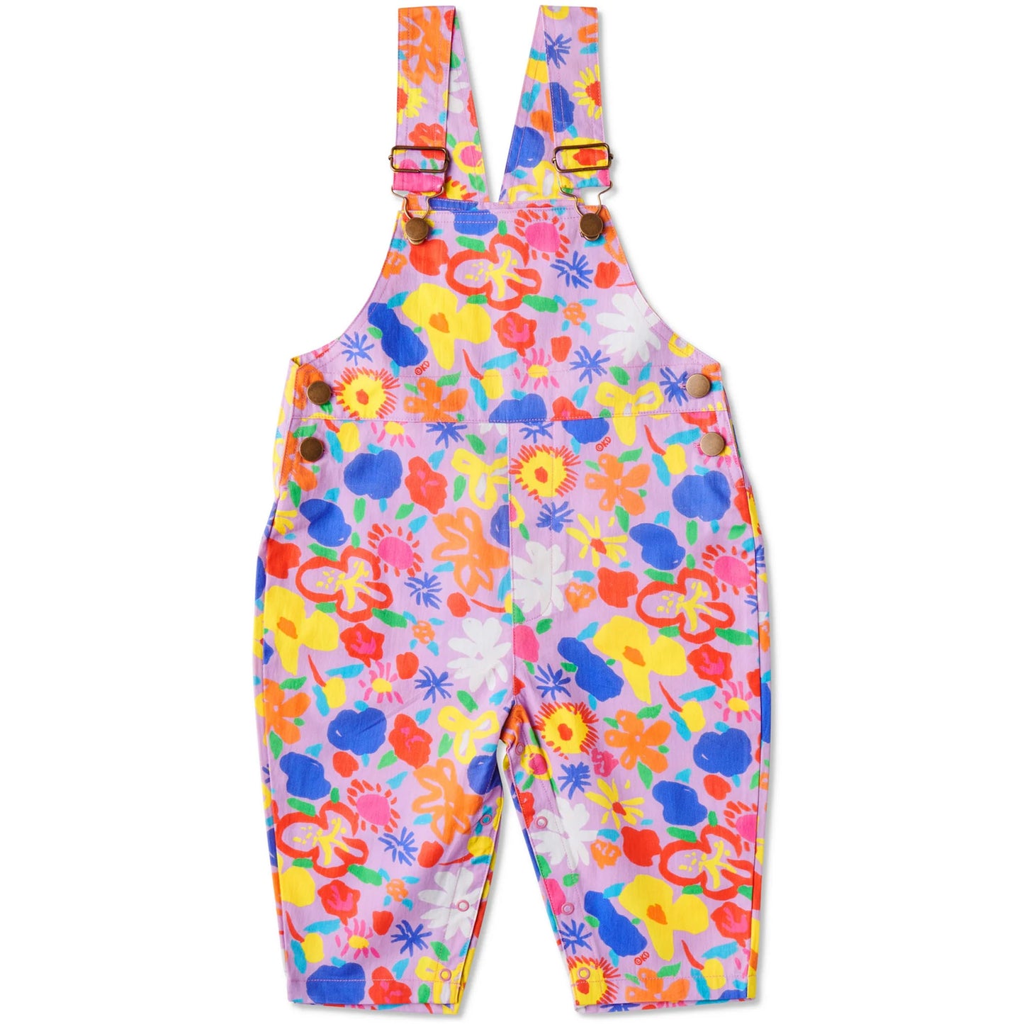 Kip&Co x Ken Done Summer Floral Lilac Baby Cotton Drill Overalls