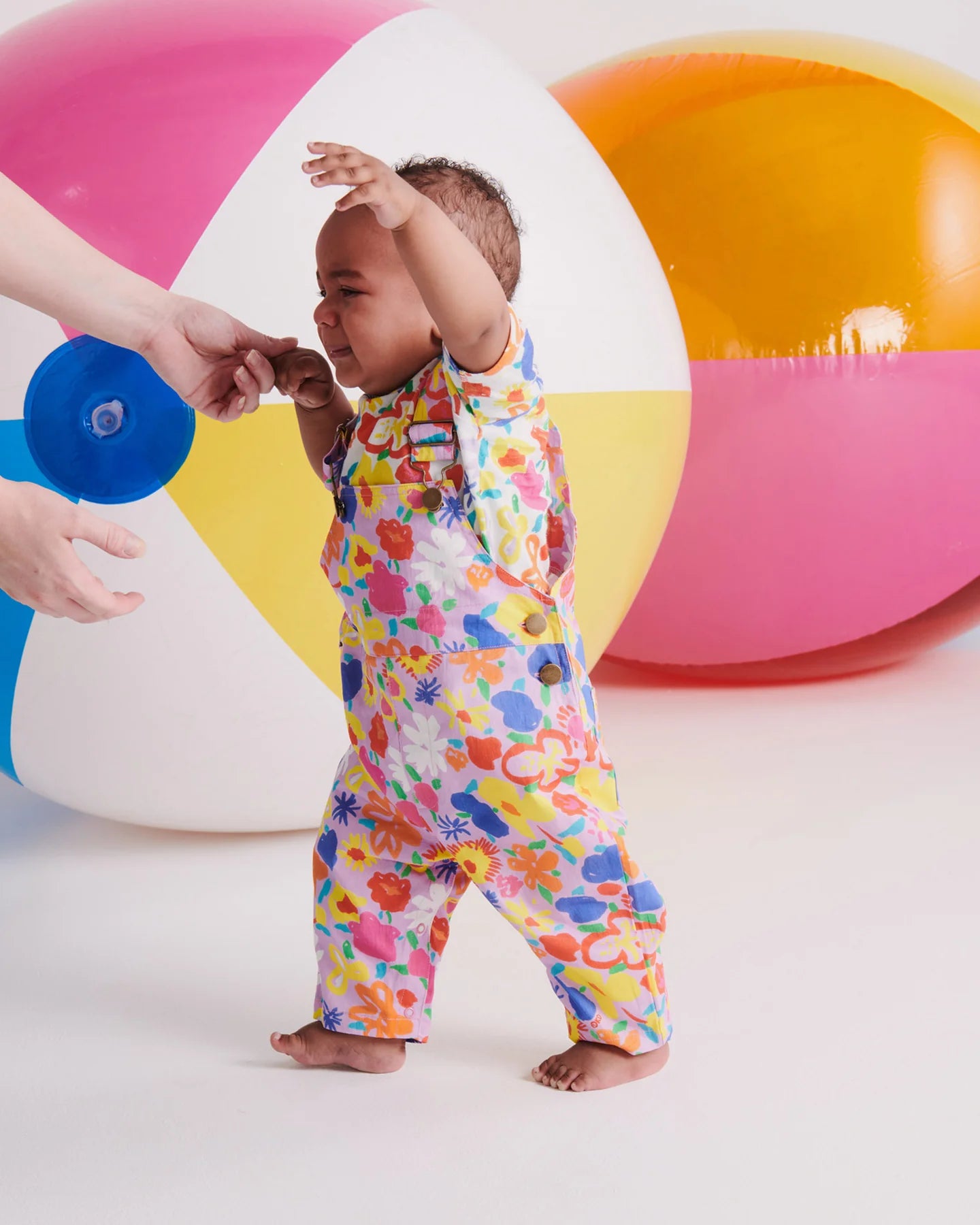 Kip&Co x Ken Done Summer Floral Lilac Baby Cotton Drill Overalls