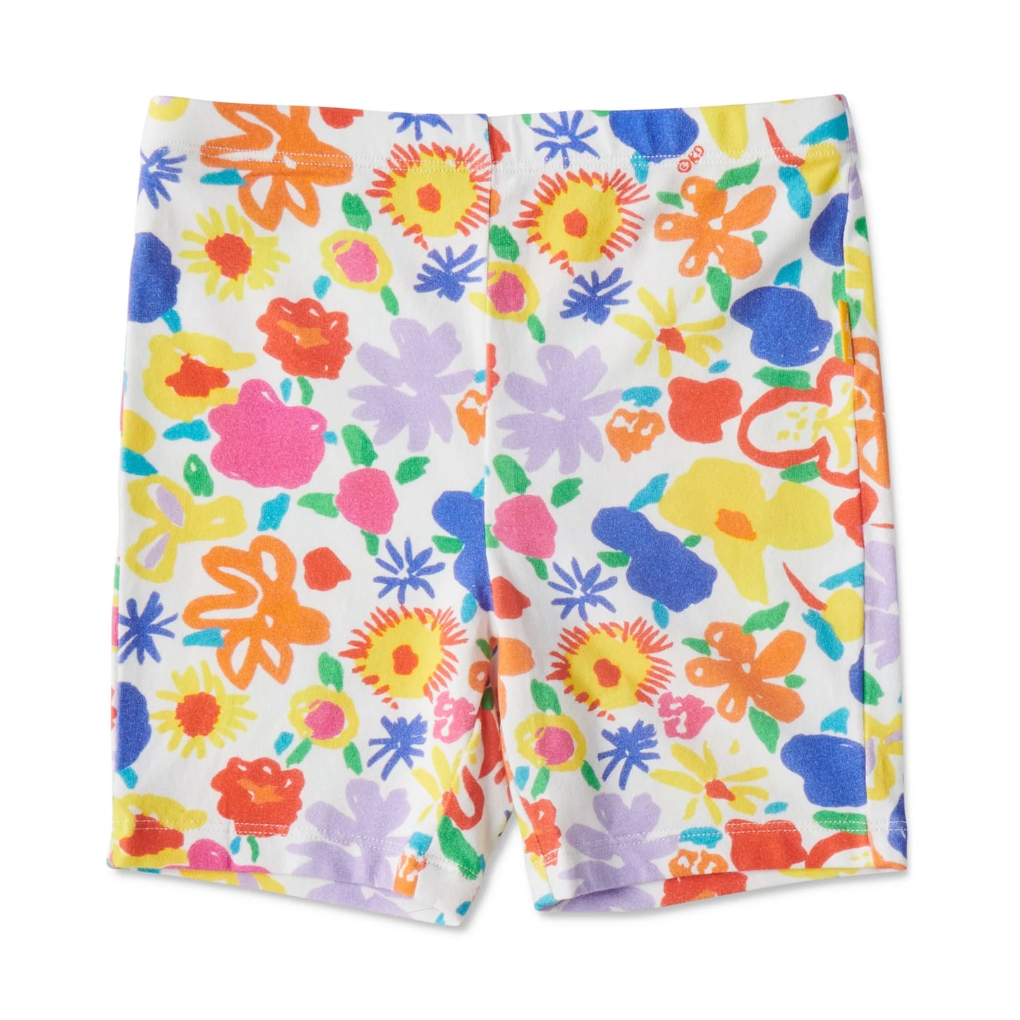 Kip&Co x Ken Done Summer Floral White Organic Cotton Bike Shorts