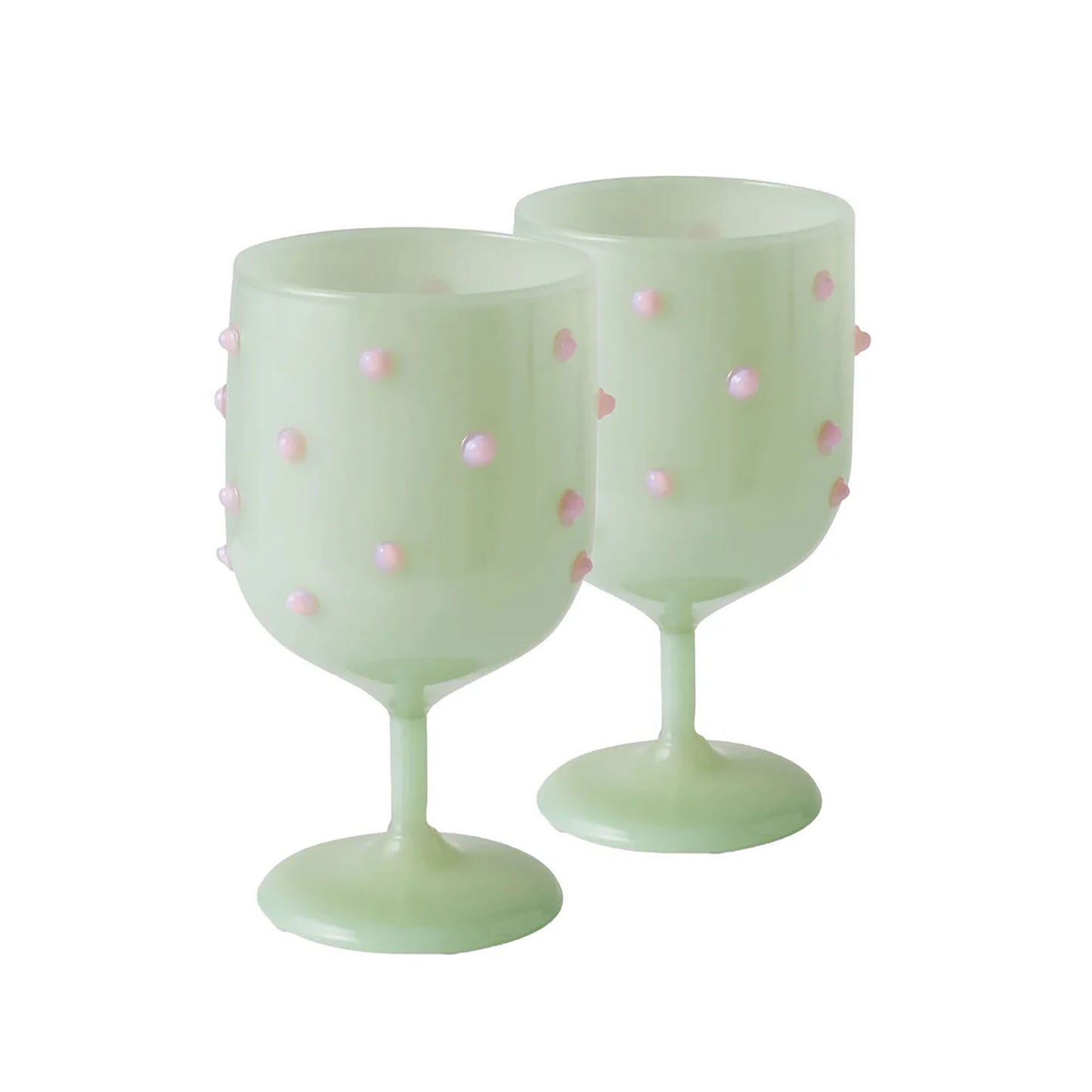 Pistachio Polkadot Wine Glass - Set of 2