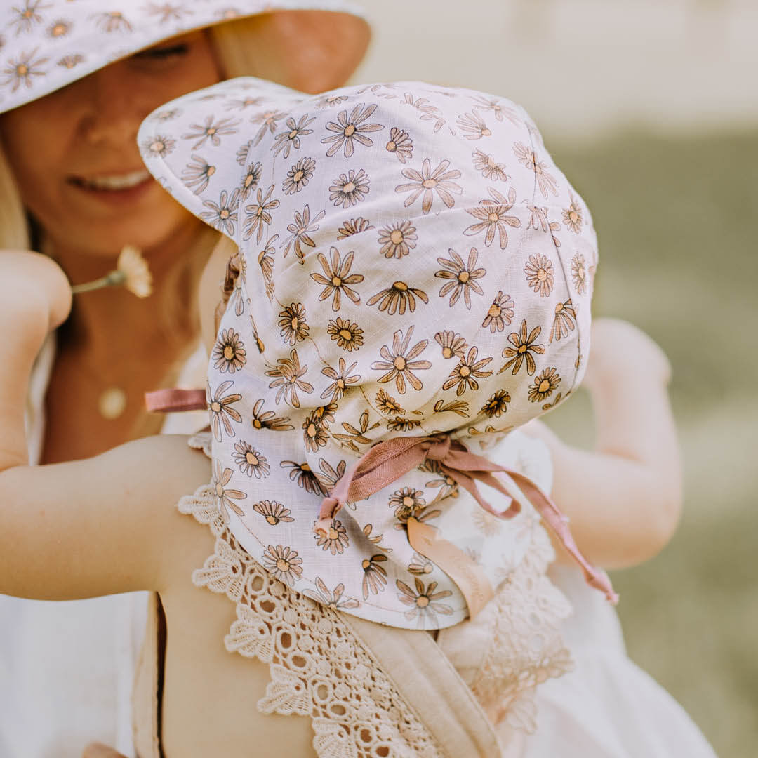 'Lounger' Baby Reversible Flap Sun Hat - Paige / Rosa