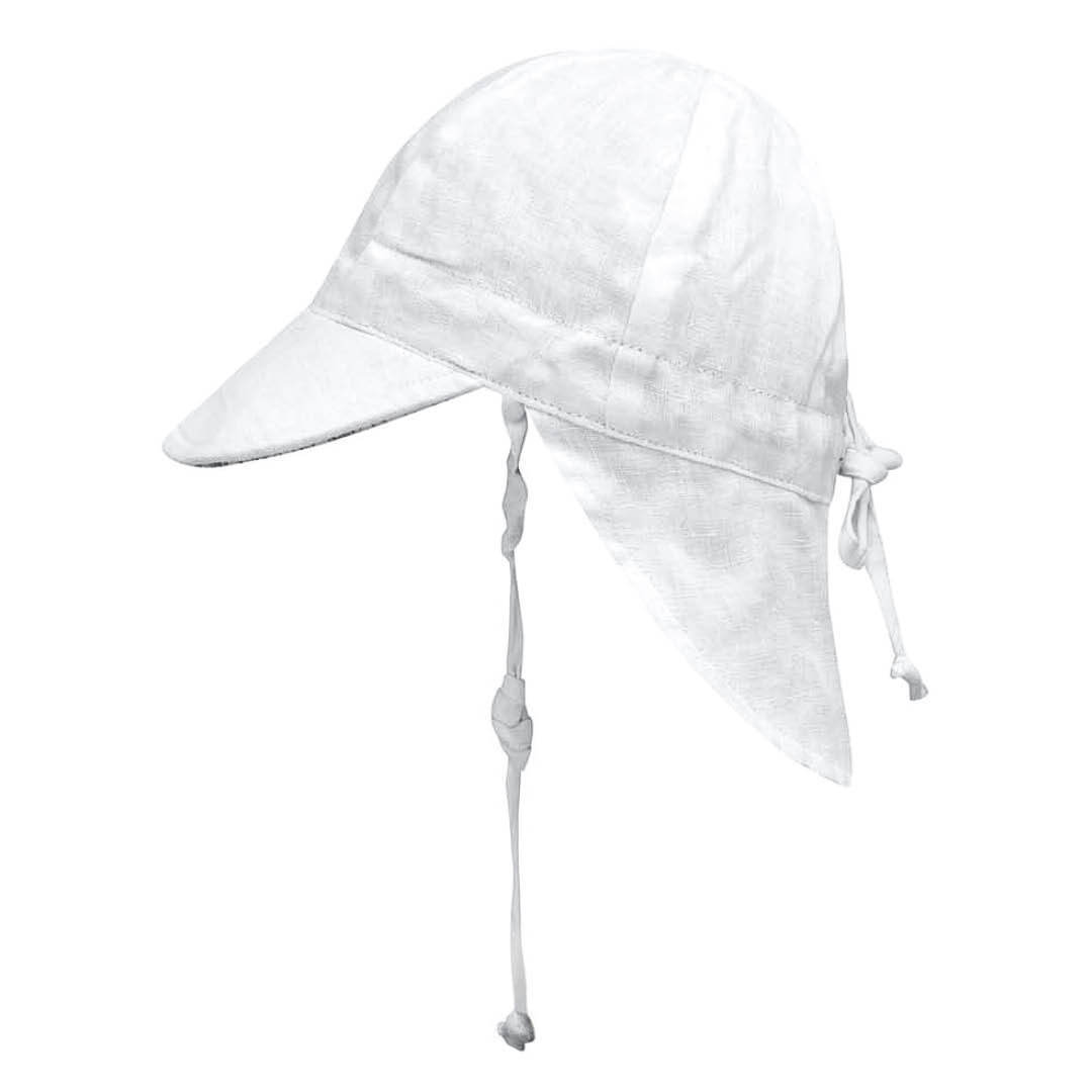 'Lounger' Baby Reversible Flap Sun Hat - Finley / Blanc