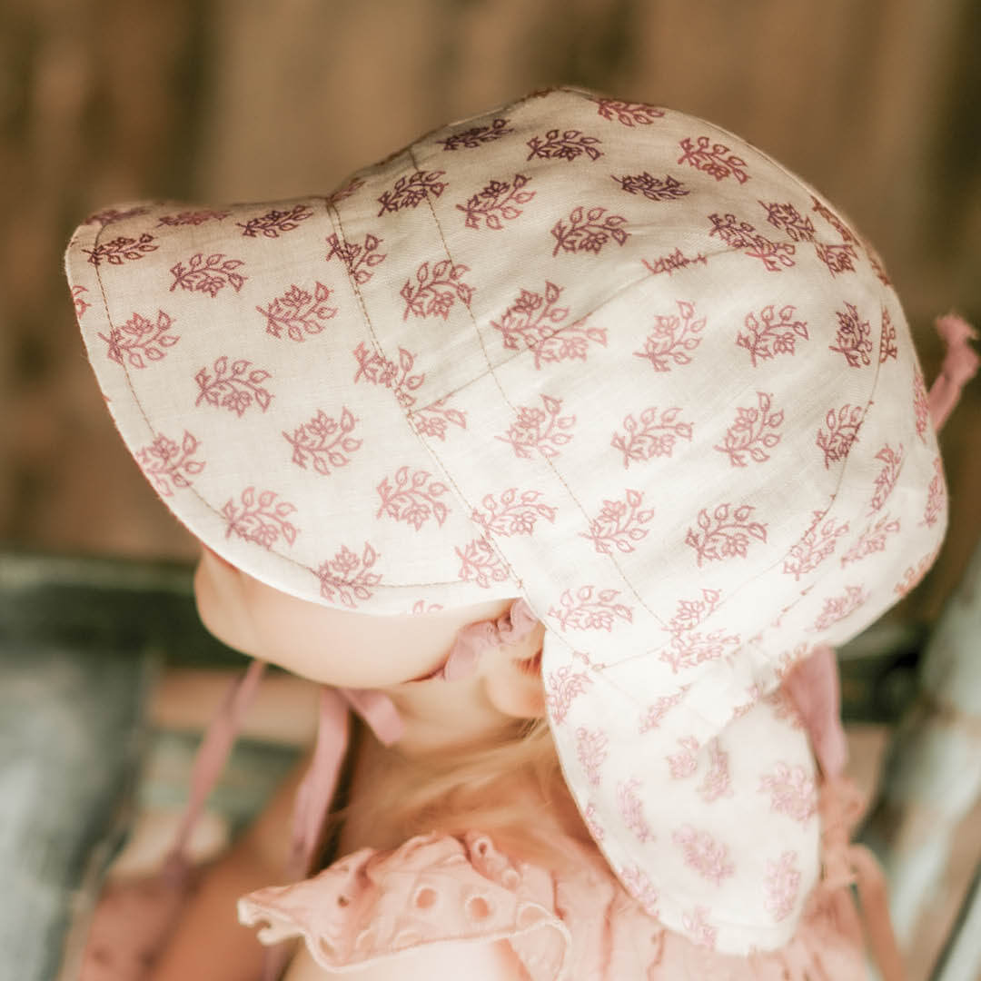 'Lounger' Baby Reversible Flap Sun Hat - Pippa / Rosa