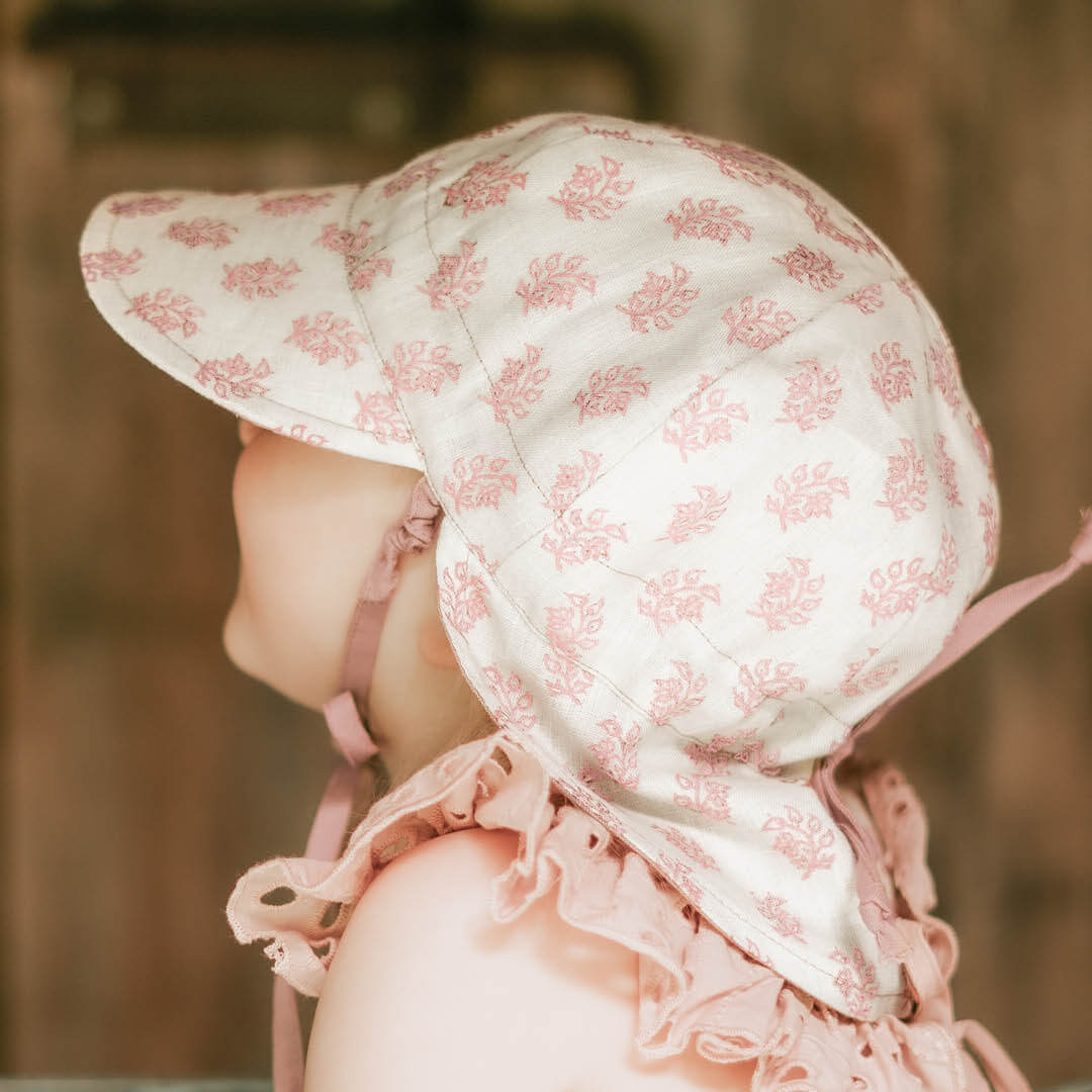 'Lounger' Baby Reversible Flap Sun Hat - Pippa / Rosa