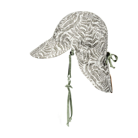 'Lounger' Baby Reversible Flap Sun Hat - Fern / Moss