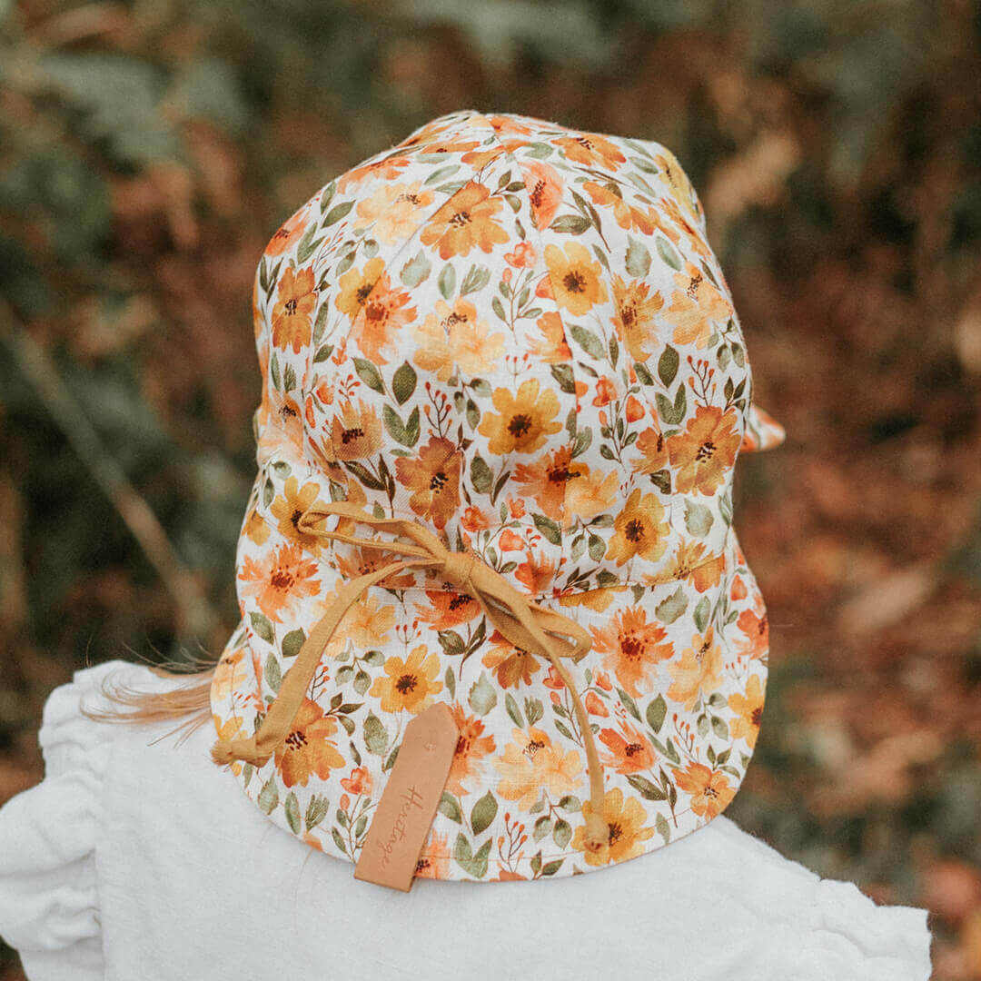 'Lounger' Baby Reversible Flap Sun Hat - Margaret / Maize