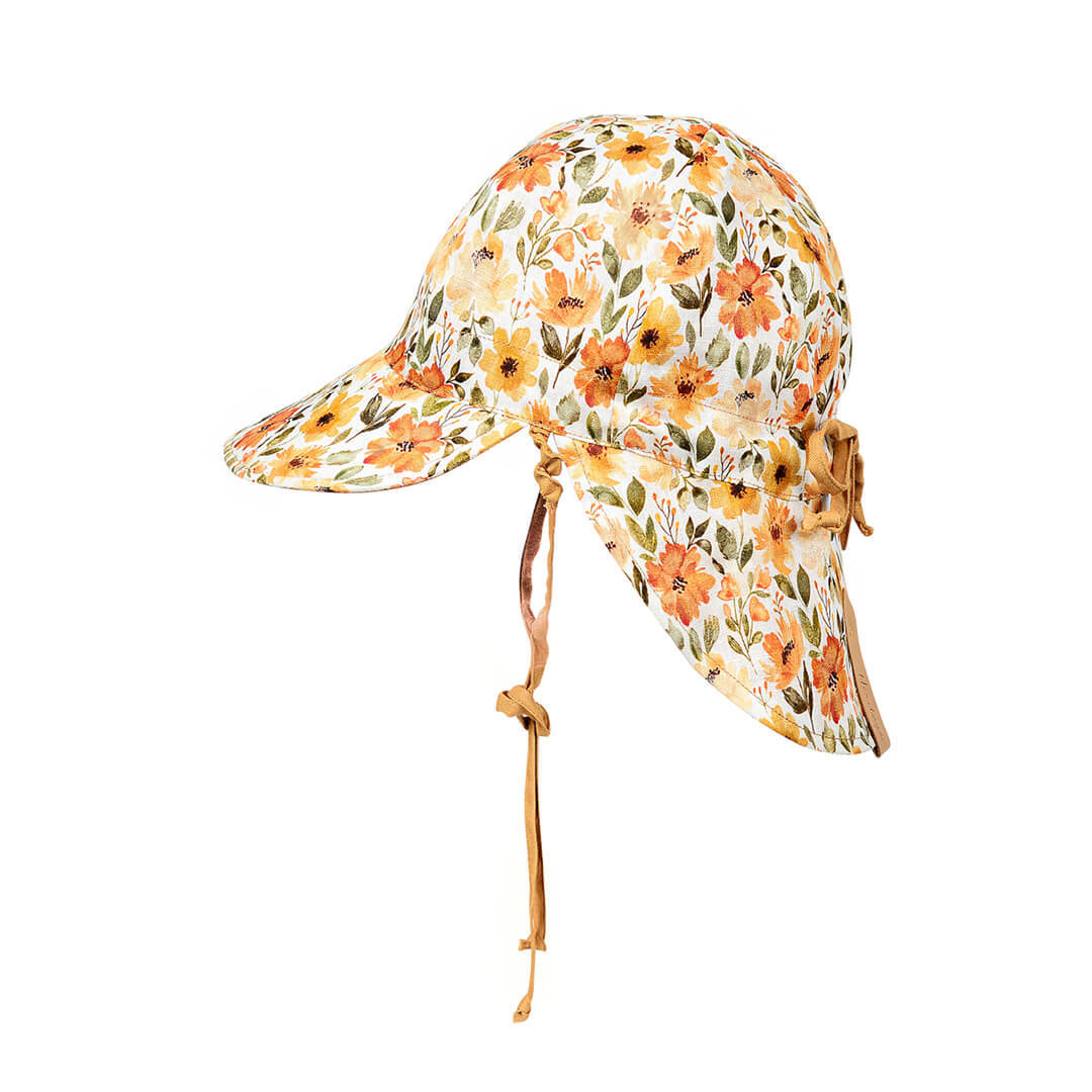 'Lounger' Baby Reversible Flap Sun Hat - Margaret / Maize