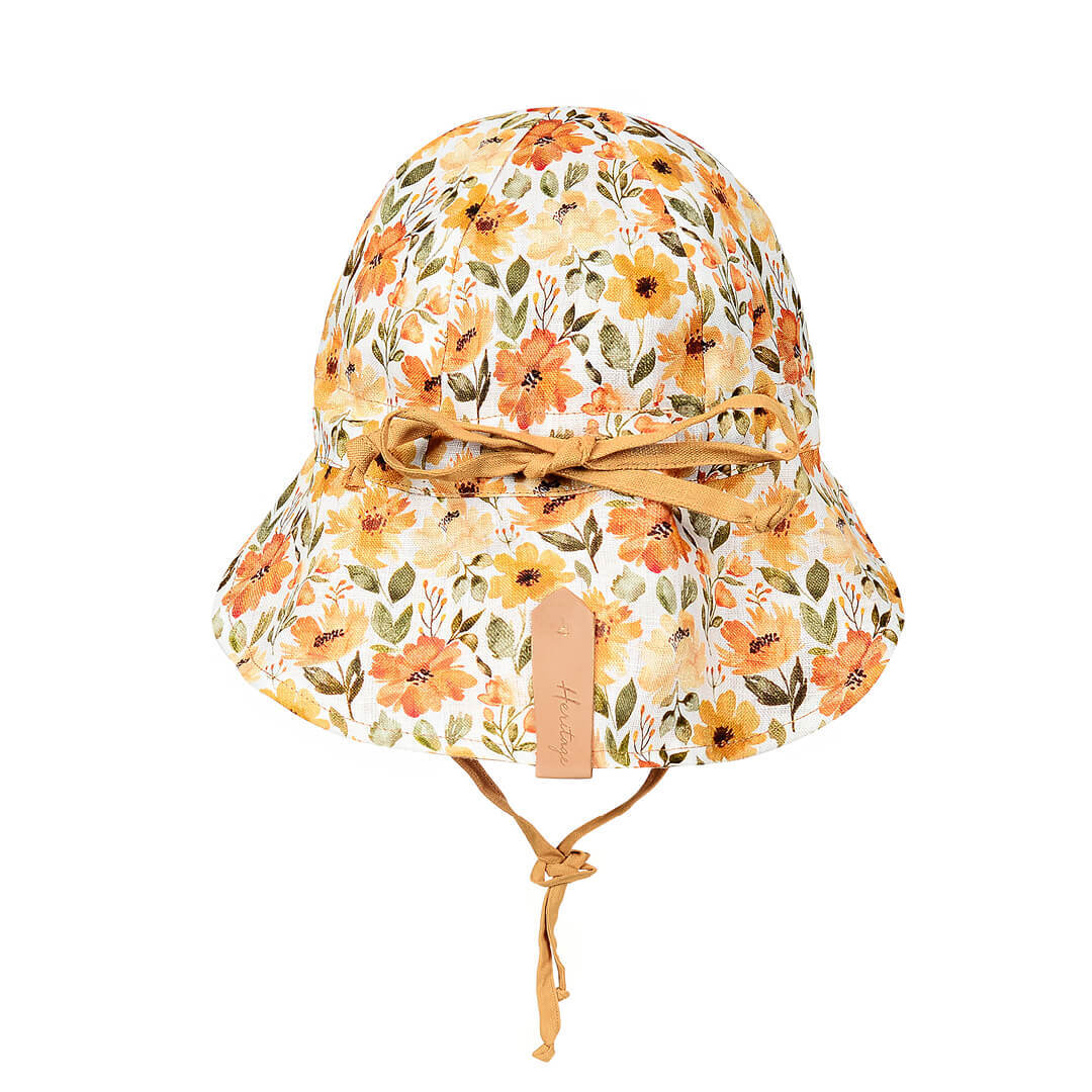 'Lounger' Baby Reversible Flap Sun Hat - Margaret / Maize