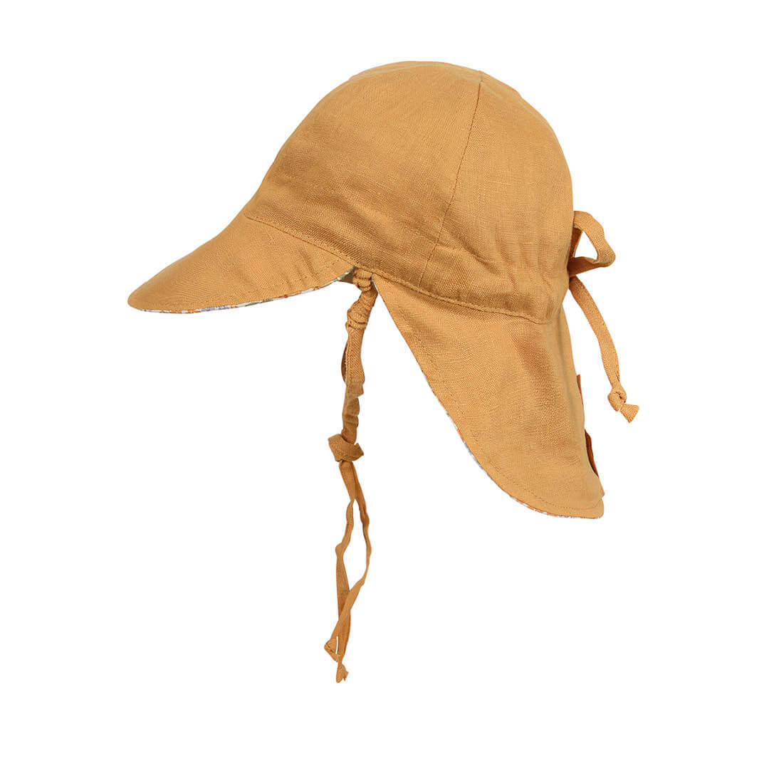 'Lounger' Baby Reversible Flap Sun Hat - Margaret / Maize