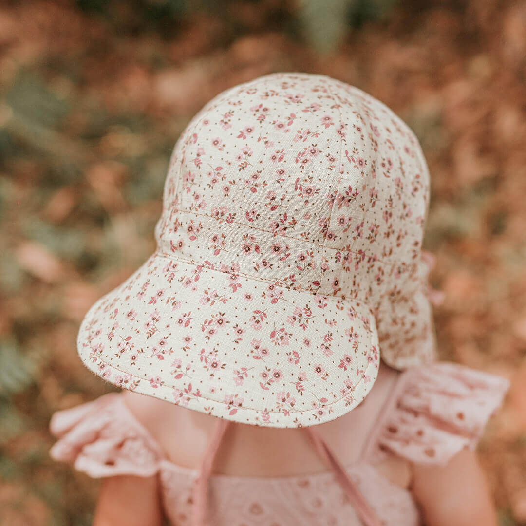 'Lounger' Baby Reversible Flap Sun Hat - Ruby / Rosa