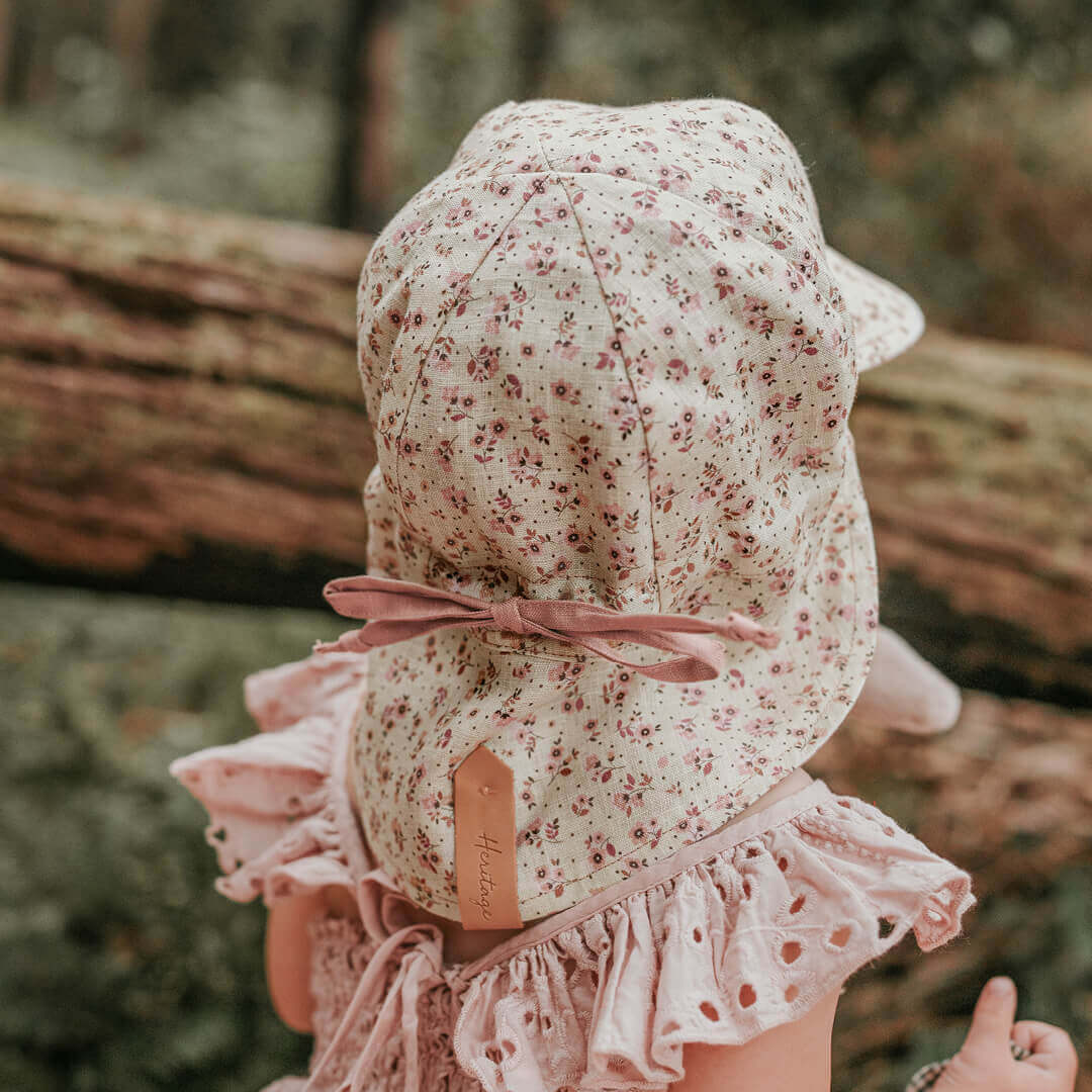 'Lounger' Baby Reversible Flap Sun Hat - Ruby / Rosa