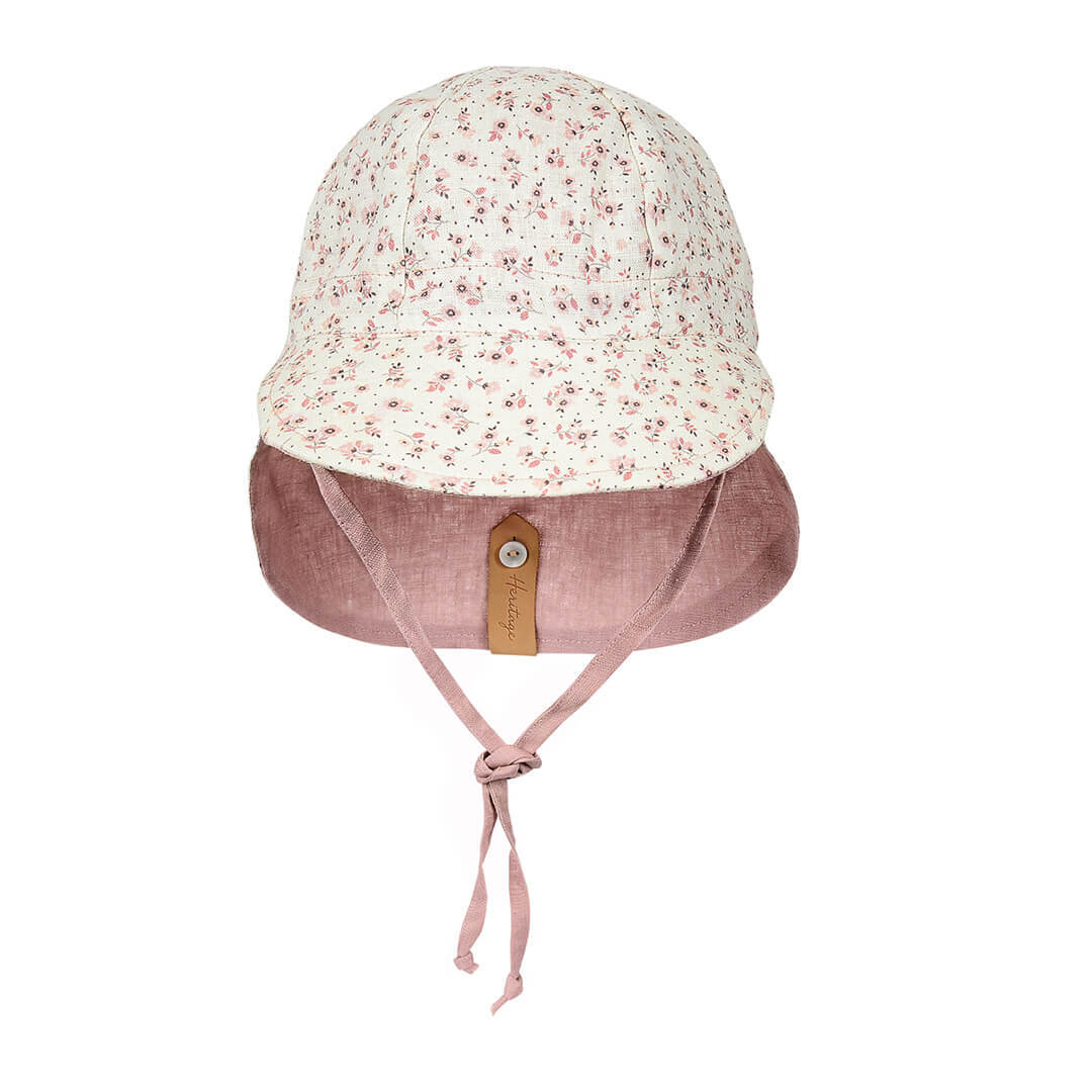 'Lounger' Baby Reversible Flap Sun Hat - Ruby / Rosa