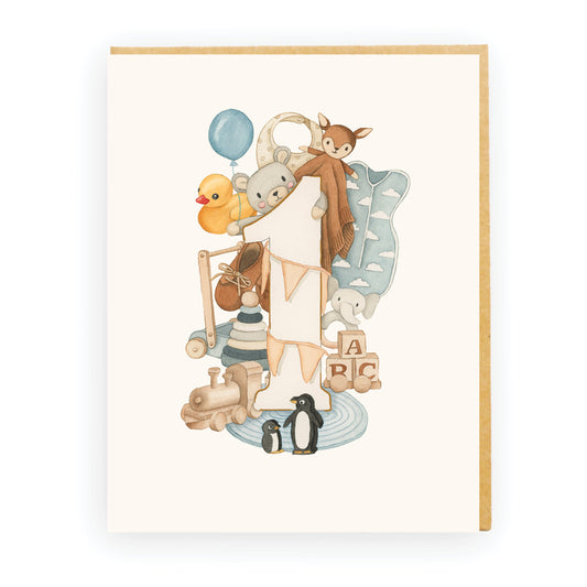 Boy's First Birthday Greeting Card