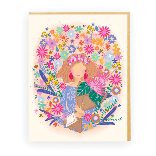Floral Face Greeting Card