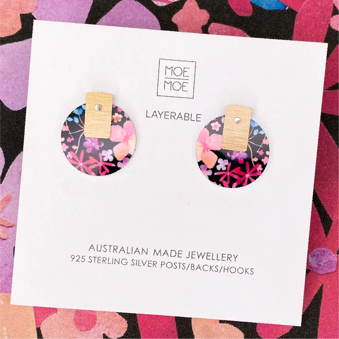 Laura Blythman Forever Fields Layered Medium Circle Stud Earrings