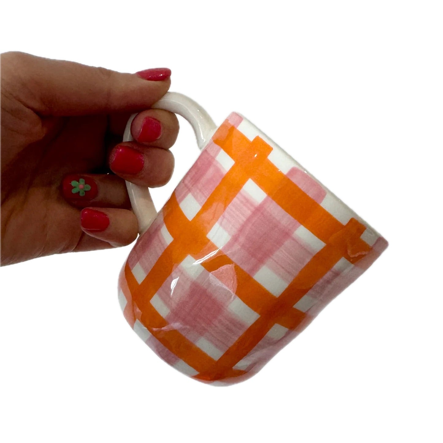 Gingham Mug - Pink & Orange