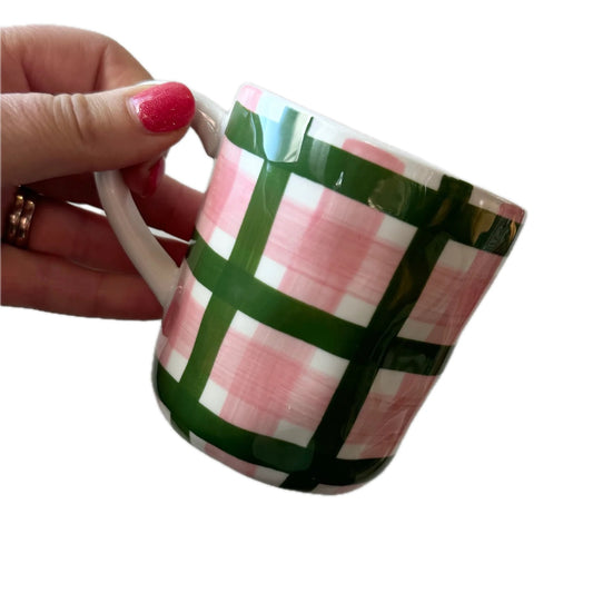 Gingham Mug - Pink & Forest Green