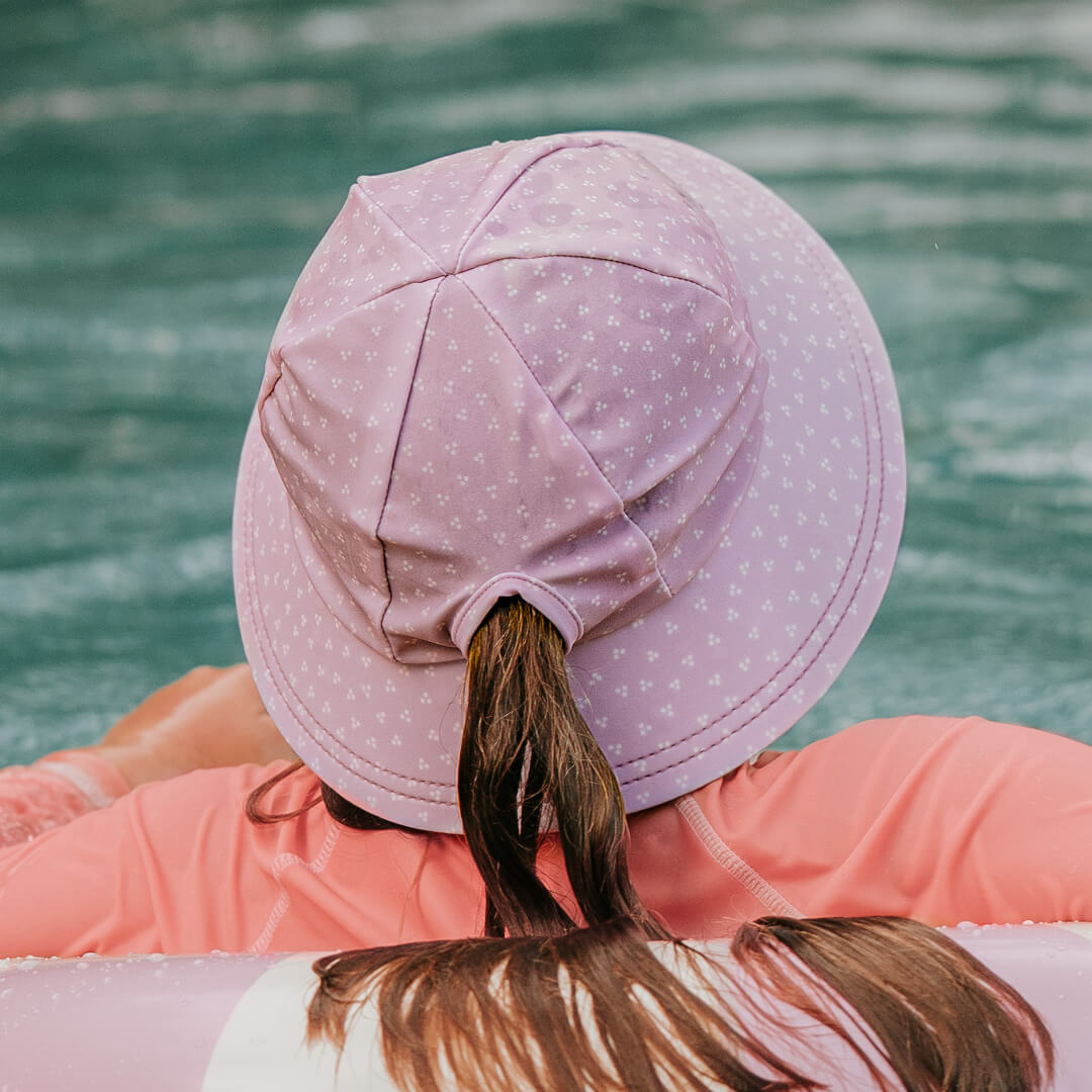 Ponytail Swim Bucket Beach Hat - Lila