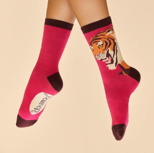 Thrill of the Tiger Ankle Socks - Fuchsia