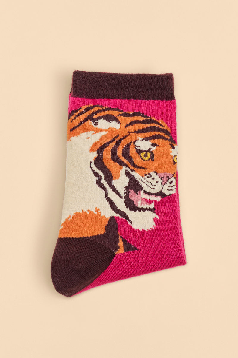 Thrill of the Tiger Ankle Socks - Fuchsia