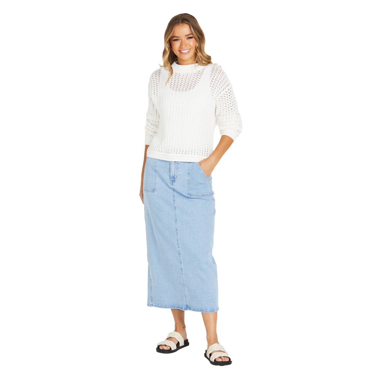 Isella Denim Skirt - Sandwash Light Blue