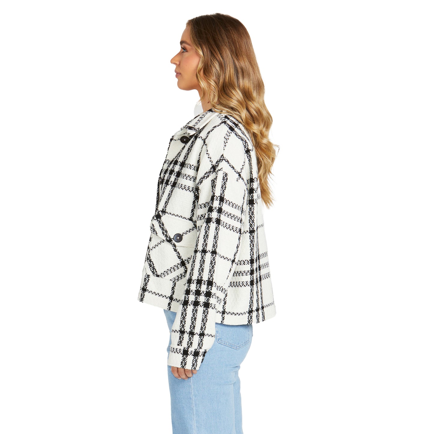 Shira Shacket - Cream Black Check