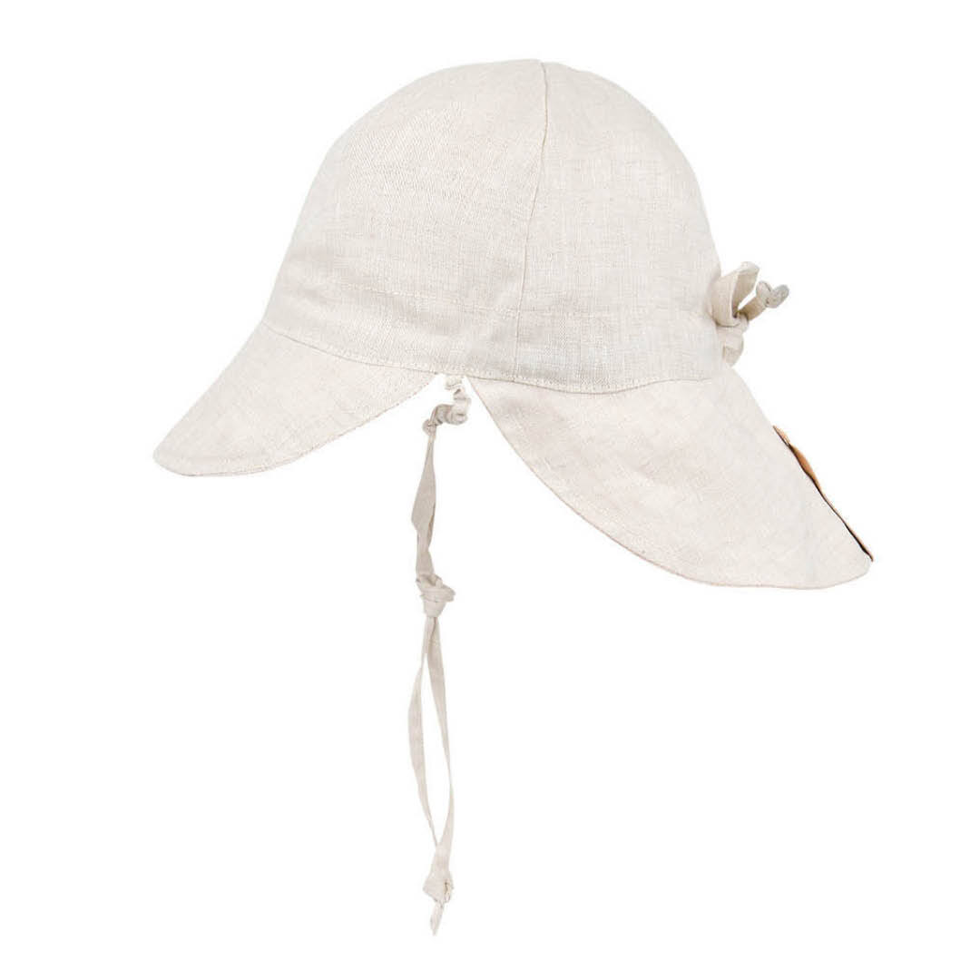 'Roamer' Baby Reversible Teddy Flap Sun Hat - Maize / Flax