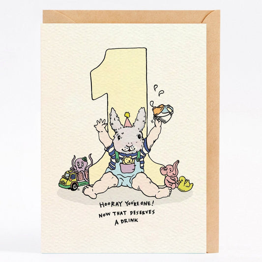 Hooray You're One! - Greeting Card