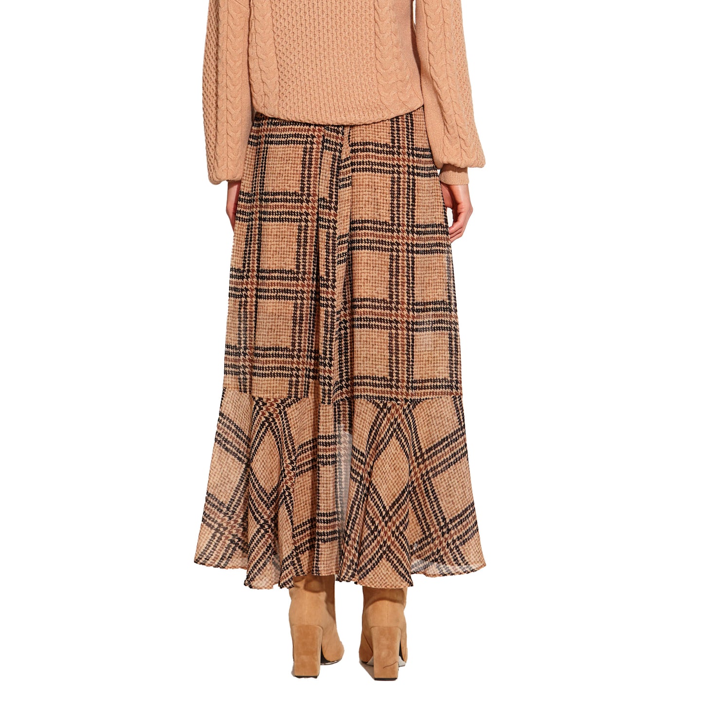 Something Beautiful Midi Skirt - Houndstooth Check