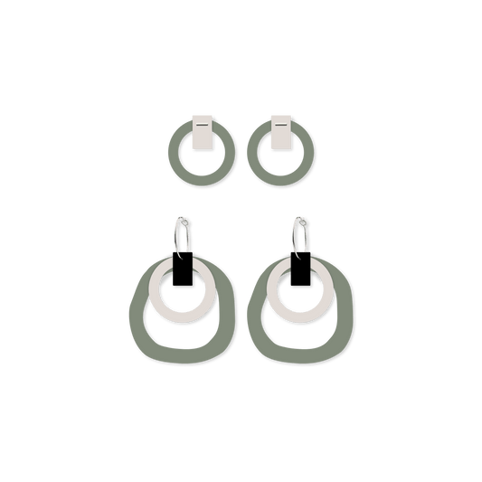 Earth&Stone Olive Orb Mixer Pack Earrings