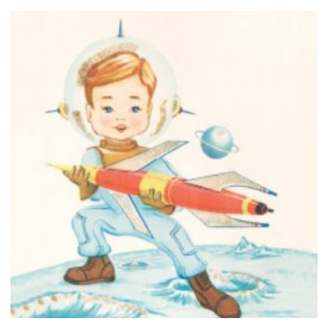 Spaceboy Vintage Greeting Card