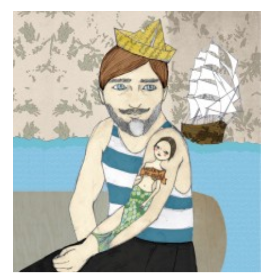 Hipster Sailor Greeting Card featuring artwork by Irena Sophia
