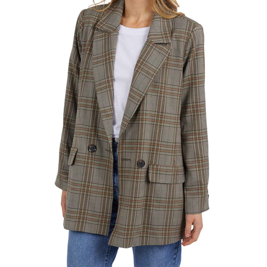 The Foxwood Beatrix Blazer is a traditional oversized blazer with a classic check design pattern, front pockets and button details this double-breasted jacket will have you in control every time you pull it on. Available in store and online at Foxwood Clothing stockist Not Plain Jane.