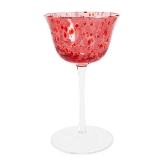 Kip & Co Sweetheart Speckle Coupe Glassware. Lead free 100% handmade blown glassware.