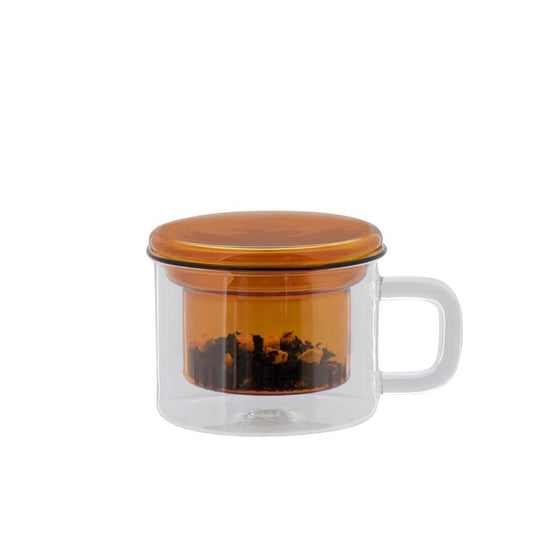 Cha For One Tea Cup & Strainer - Amber