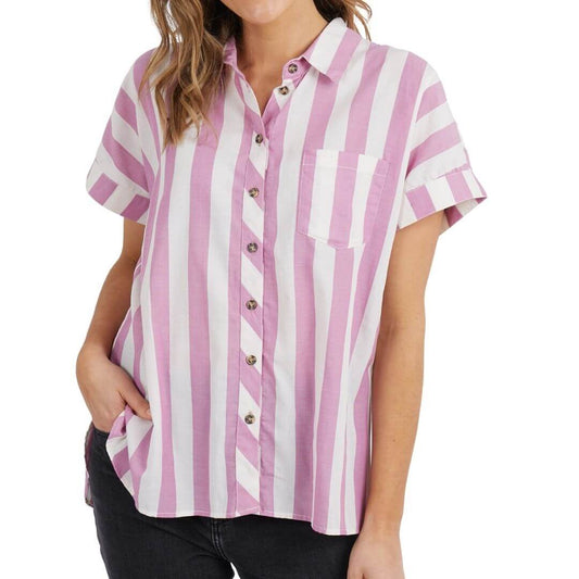 Beautiful woven cotton shirt featuring a stunning mulberry stripe that will freshen up your wardrobe.