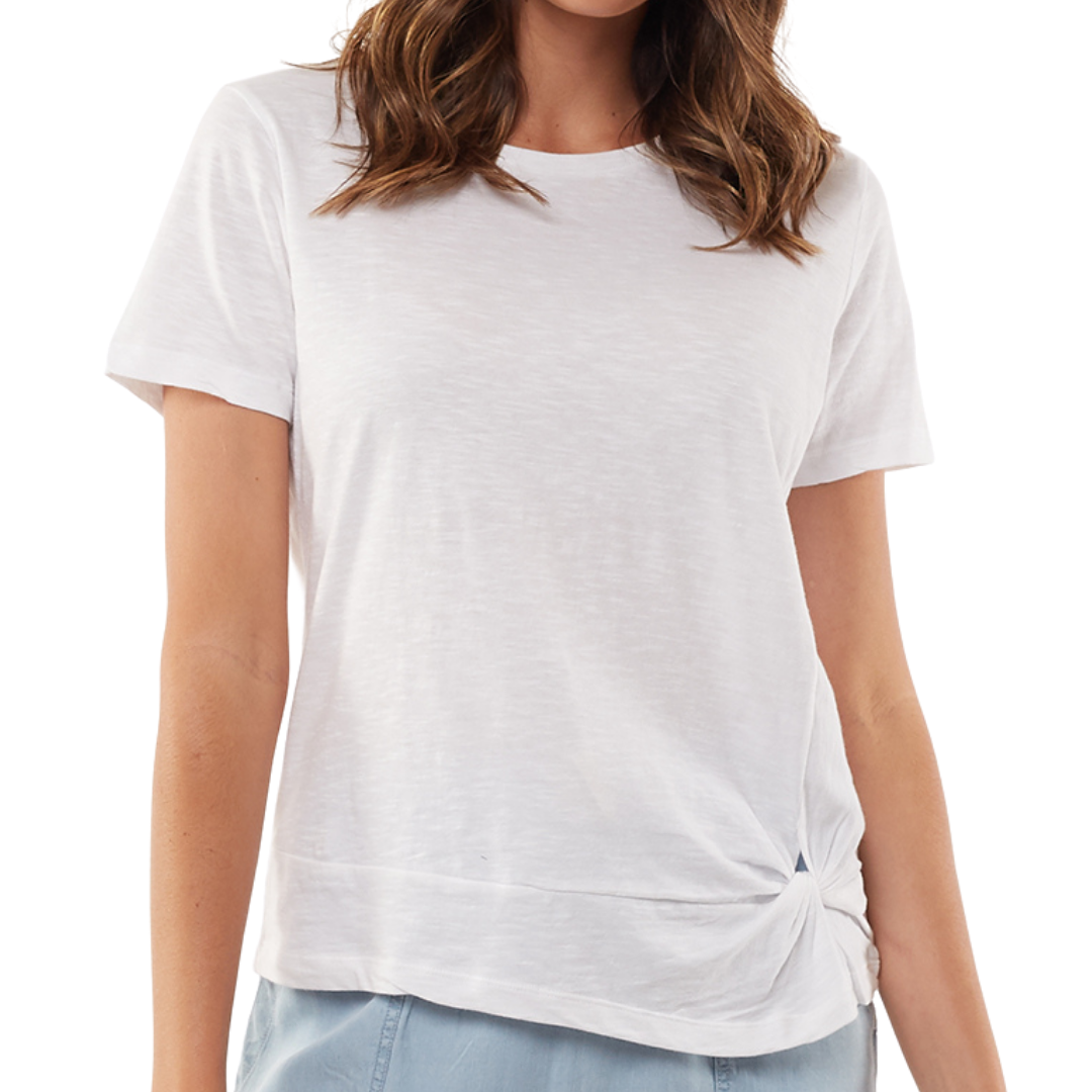 Knot Front Crop Tee - White