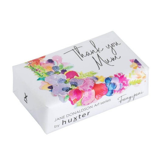 The Efflorensce Thank You Mum soap features a sweetl print of coloured flowers rom Australian artist Jane Donaldson  and the words " Thank You Mum".