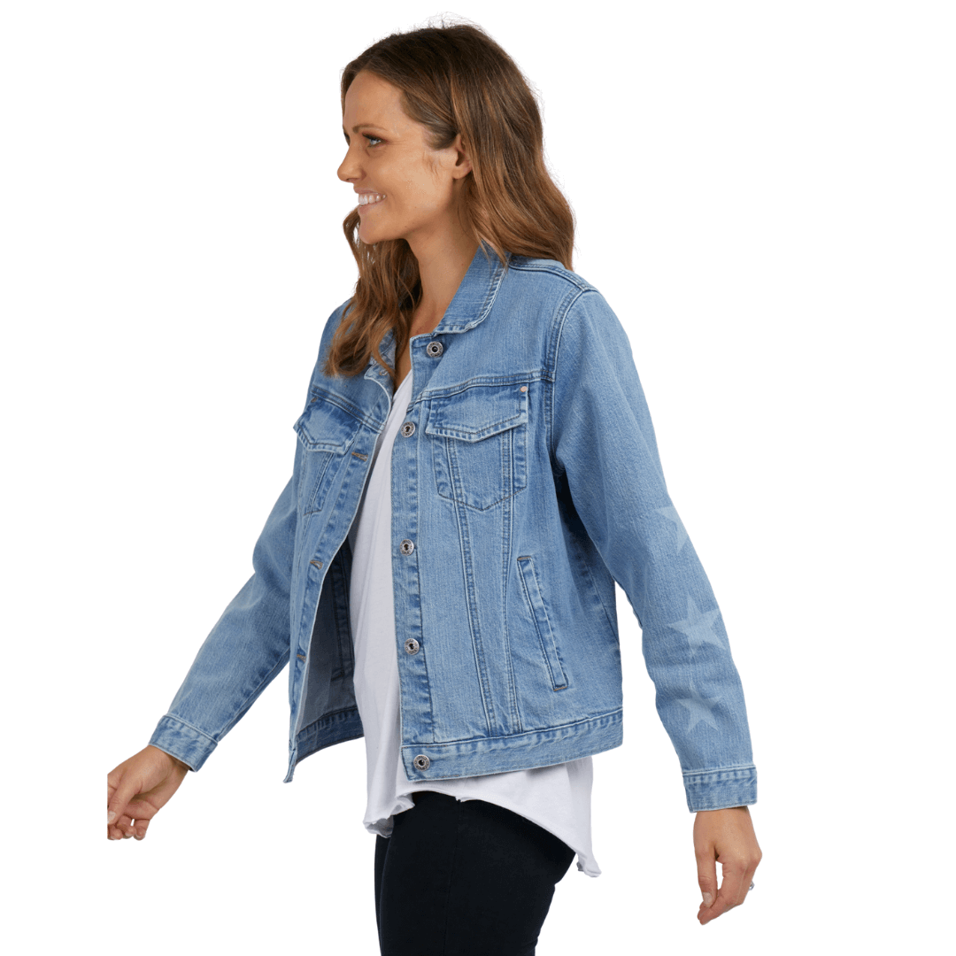 The Star Denim Jacket from Elm is a classic denim shape and lighter wash that  is perfect for an in between seasons.