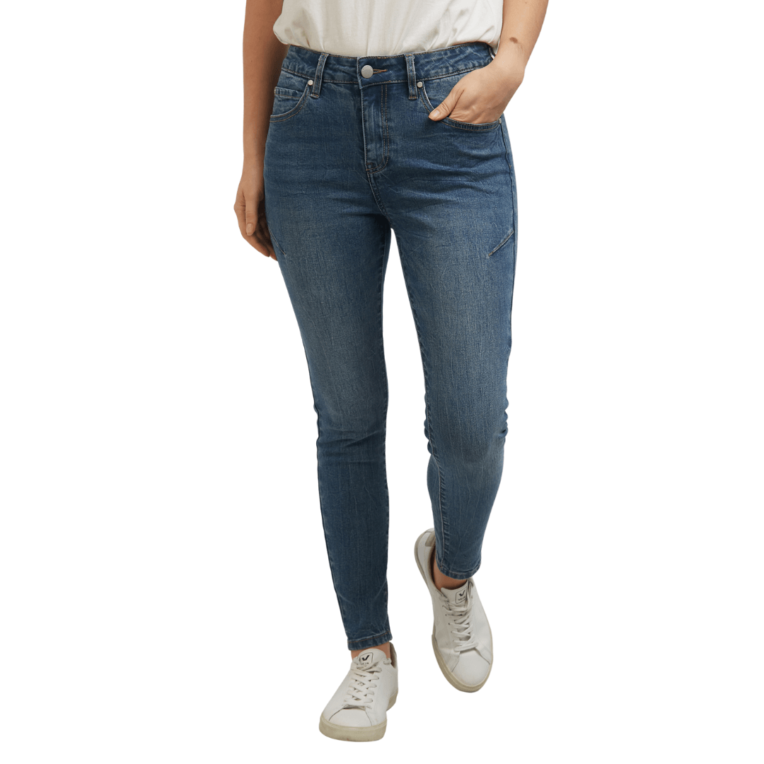 Foxwood City Jean in Blue are the comfiest slim leg jean around. Available at Not Plain Jane Living