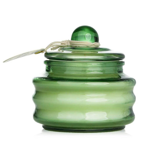 The Cactus Flower Beam Candle is made from cruelty free soy wax and is cased in a reusable green glass jar with lid.