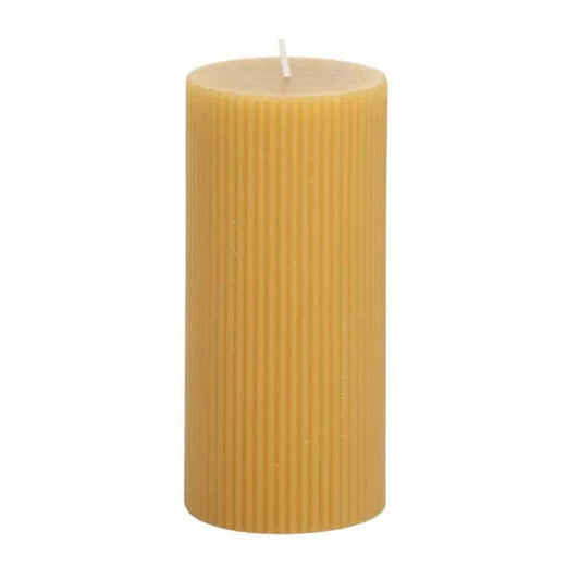 Ribbed Pillar Candle - Mustard
