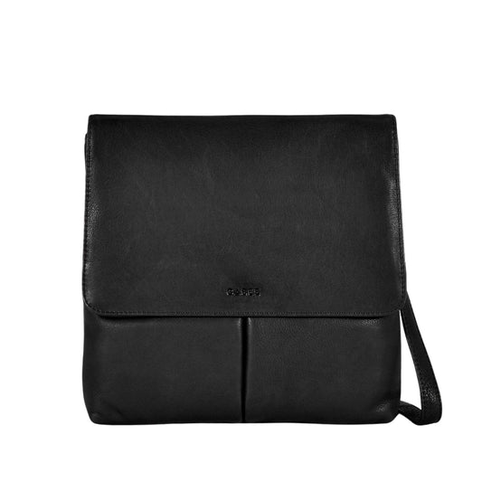 Ava Leather Flapover Crossbody Bag - Black