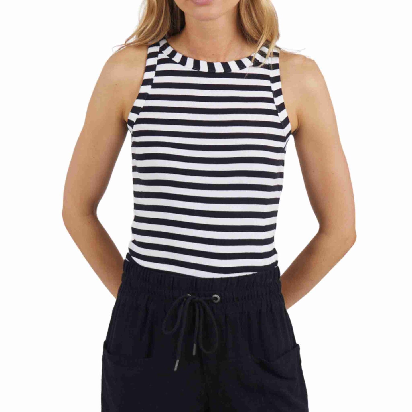 Ruth Tank - Black/White Stripe