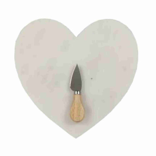 Heart Shape Marble Board with Knife